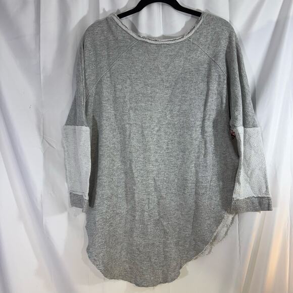 Free People Del Rey Bandana Mixed Media Oversized Scoop Neck Top XS Boho Casual - Picture 5 of 6